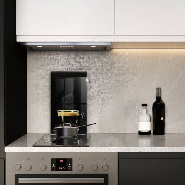 Chopping board glass A glass of black coffee