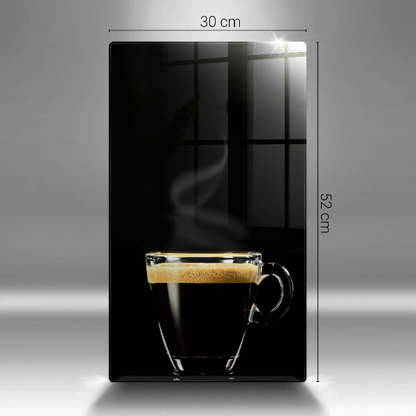 Chopping board glass A glass of black coffee