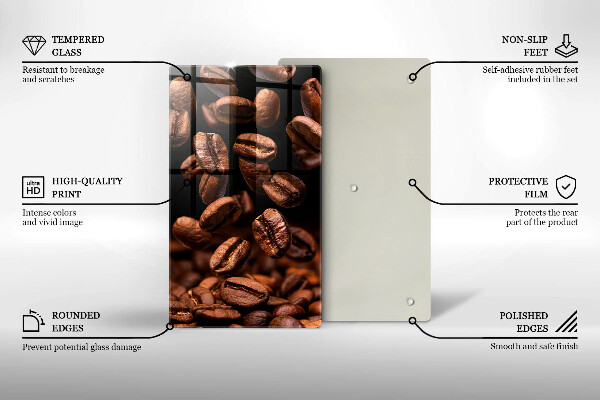Chopping board glass Brown coffee beans