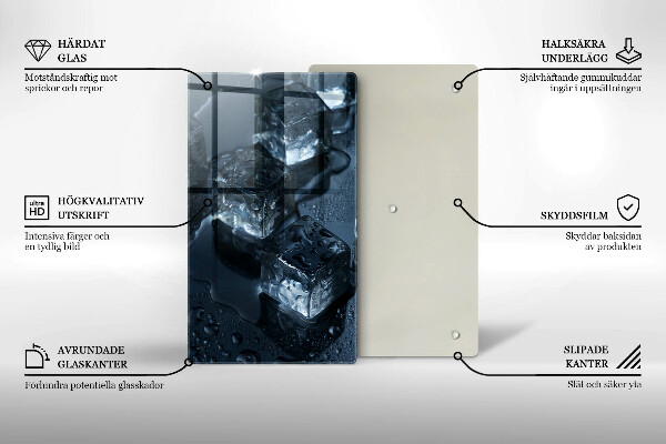 Chopping board glass Cold ice cubes