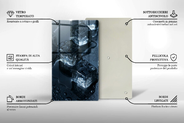 Chopping board glass Cold ice cubes