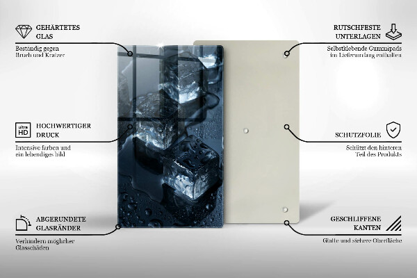 Chopping board glass Cold ice cubes