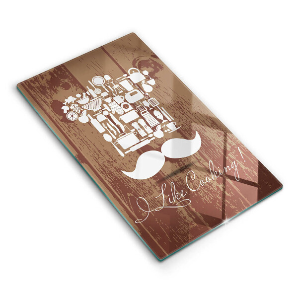 Chopping board glass Inscription and like cooking