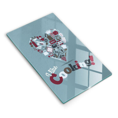 Chopping board glass Inscription and like cooking