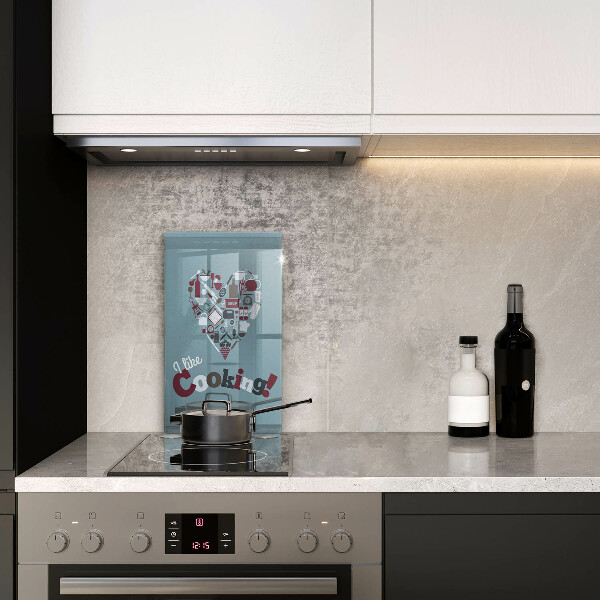Chopping board glass Inscription and like cooking