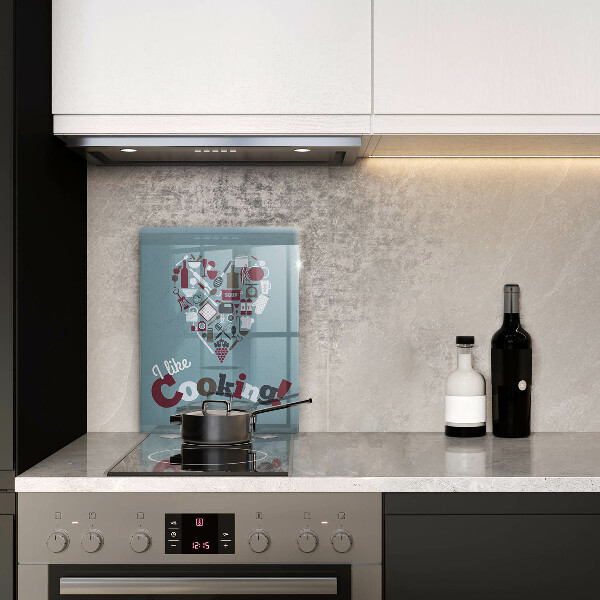 Chopping board glass Inscription and like cooking
