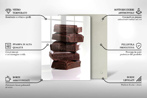 Chopping board glass Chocolate squares