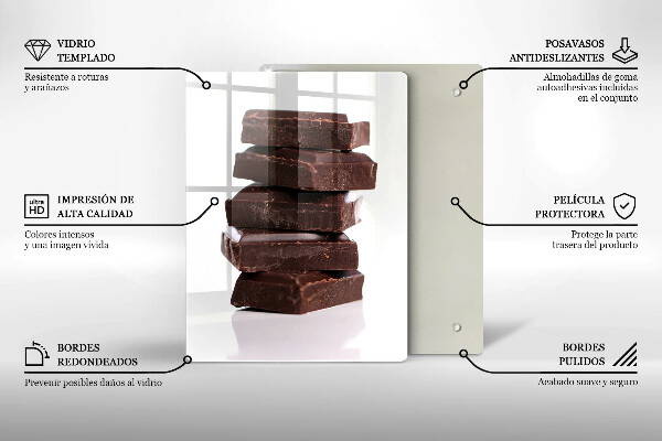 Chopping board glass Chocolate squares