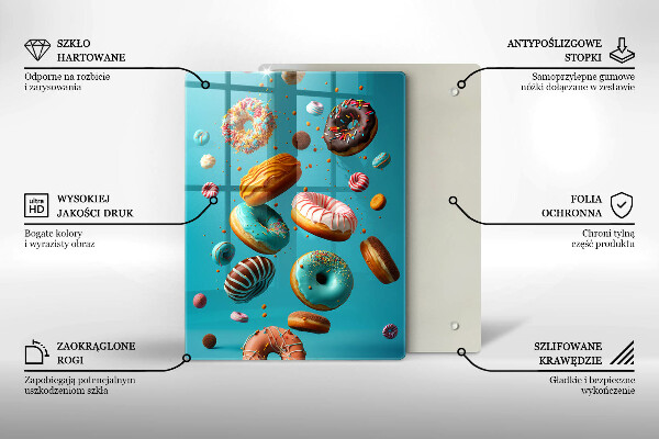 Chopping board glass Colorful donuts