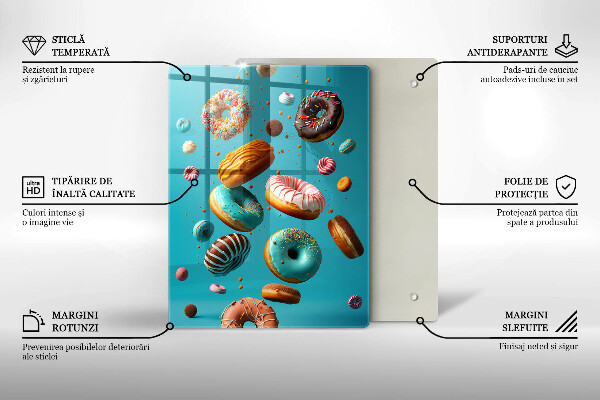 Chopping board glass Colorful donuts