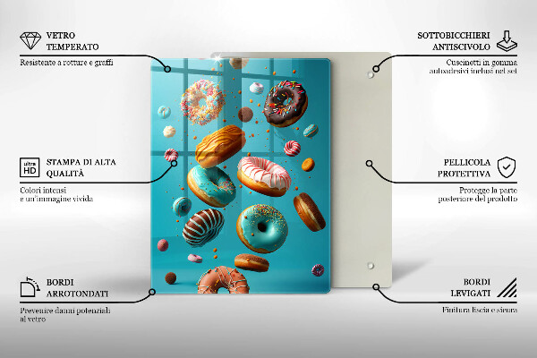 Chopping board glass Colorful donuts