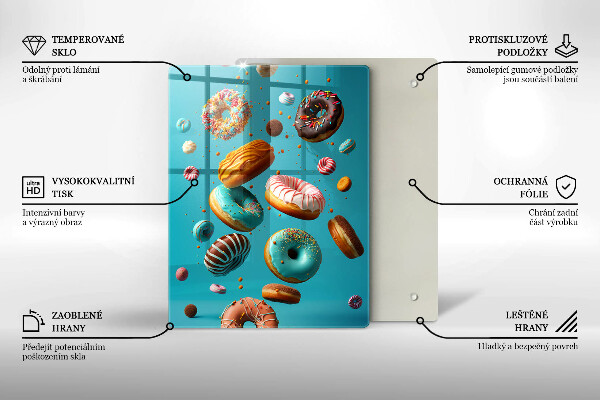 Chopping board glass Colorful donuts