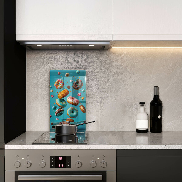 Chopping board glass Colorful donuts