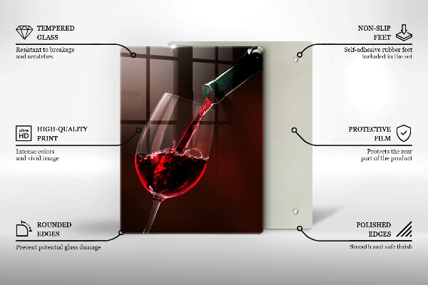 Chopping board glass A glass of wine