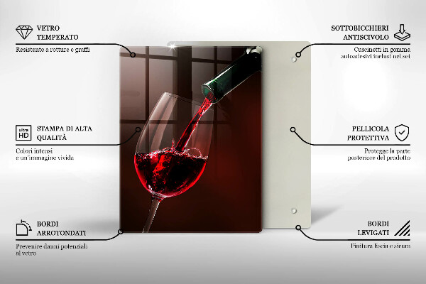 Chopping board glass A glass of wine