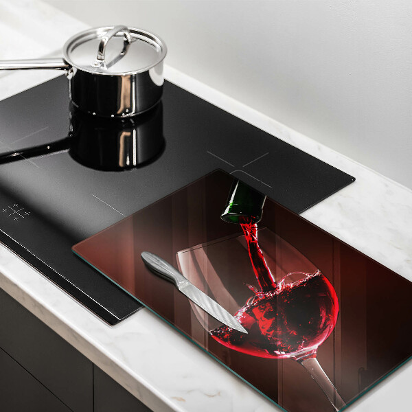 Chopping board glass A glass of wine