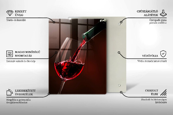 Chopping board glass A glass of wine