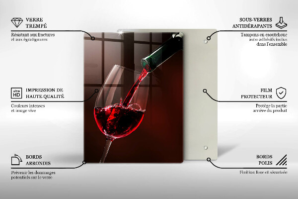Chopping board glass A glass of wine
