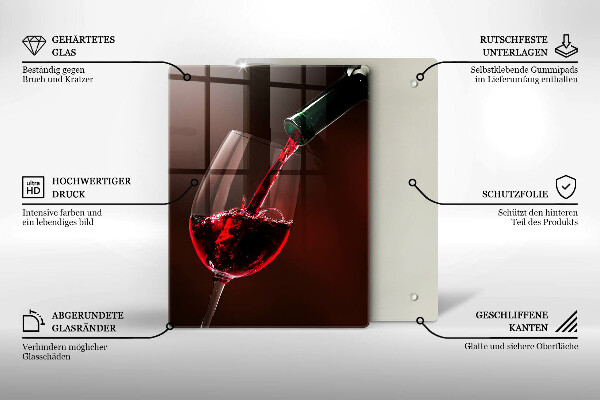 Chopping board glass A glass of wine