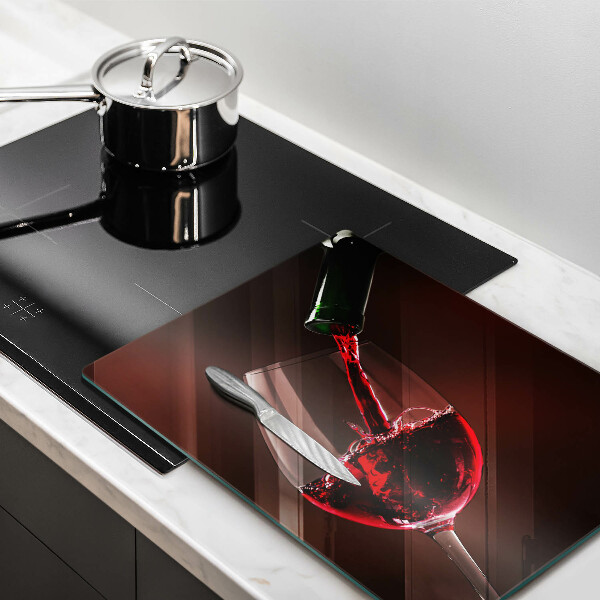 Chopping board glass A glass of wine