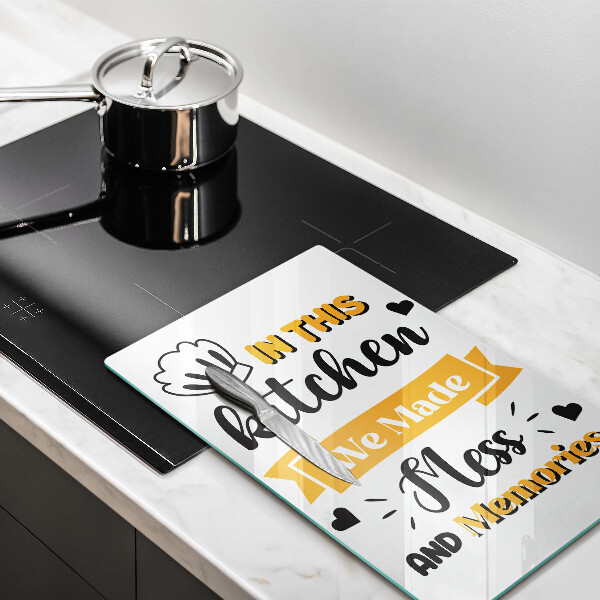 Chopping board glass In this kitchen we made messes and memories