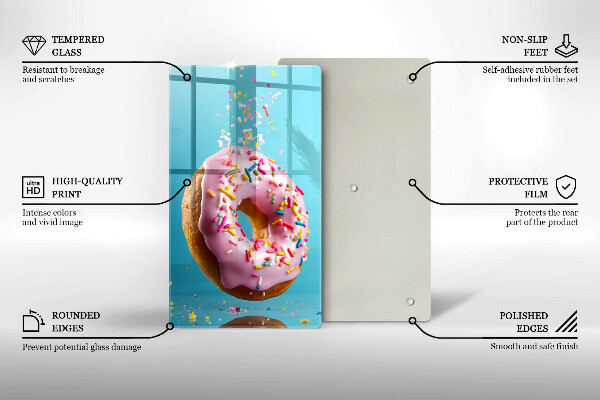 Chopping board glass Sweet donut