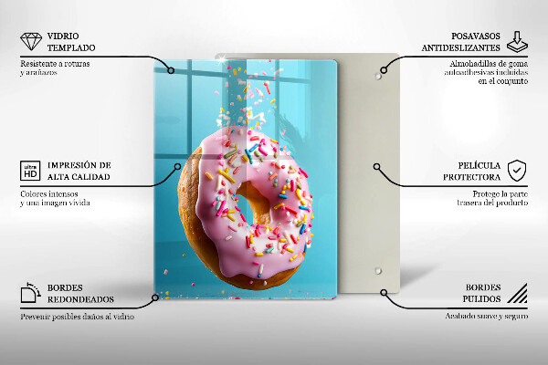 Chopping board glass Sweet donut
