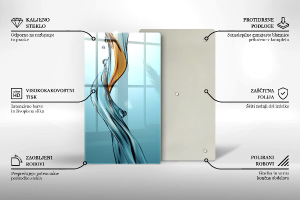 Chopping board glass Stream of water