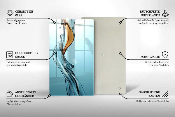 Chopping board glass Stream of water