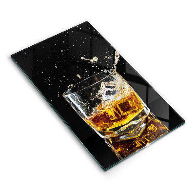 Chopping board glass A glass of whiskey