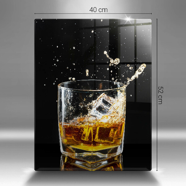Chopping board glass A glass of whiskey
