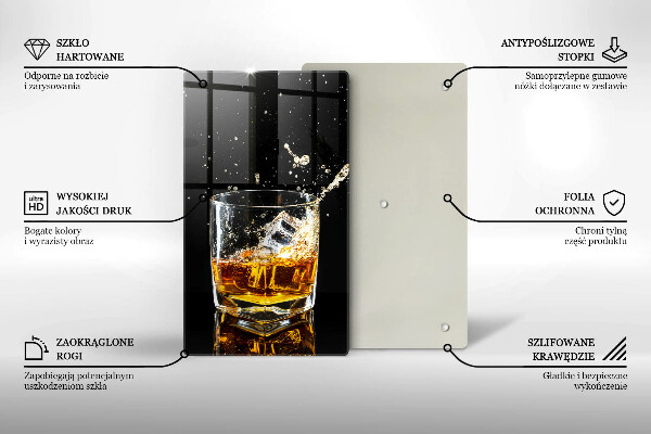 Chopping board glass A glass of whiskey