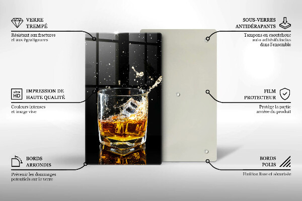 Chopping board glass A glass of whiskey