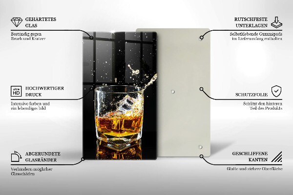 Chopping board glass A glass of whiskey
