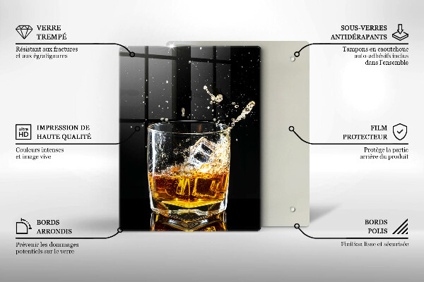 Chopping board glass A glass of whiskey