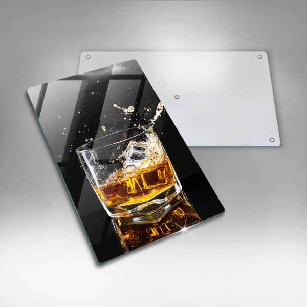 Chopping board glass A glass of whiskey