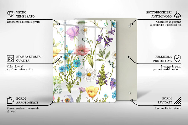 Chopping board glass Flowers illustration