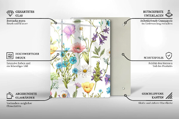 Chopping board glass Flowers illustration