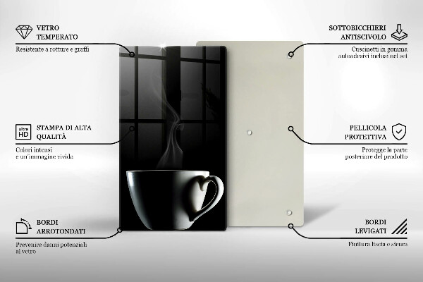 Chopping board glass A cup of tea
