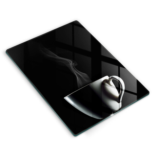 Chopping board glass A cup of tea