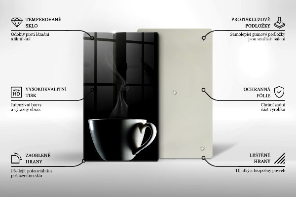 Chopping board glass A cup of tea