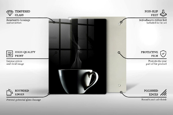 Chopping board glass A cup of tea