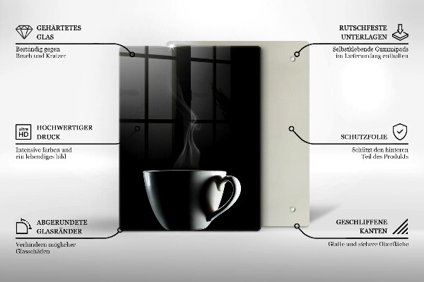 Chopping board glass A cup of tea