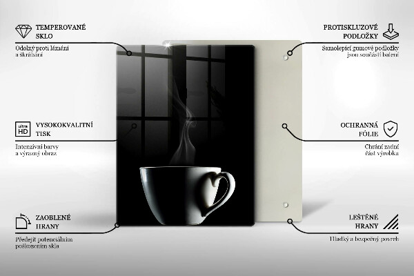 Chopping board glass A cup of tea
