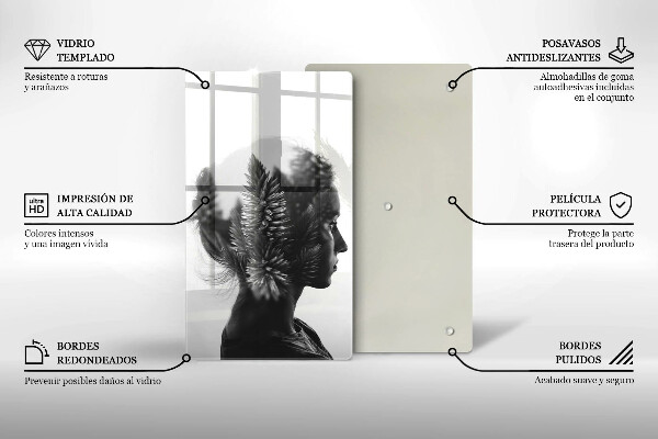 Chopping board glass Woman and forest
