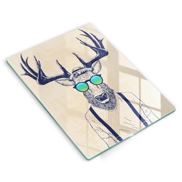 Chopping board glass Illustration Man Jeleń