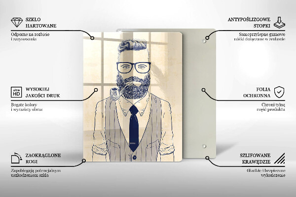 Chopping board glass Hipster man