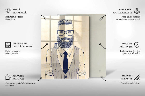 Chopping board glass Hipster man