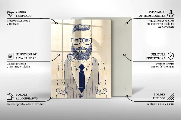 Chopping board glass Hipster man