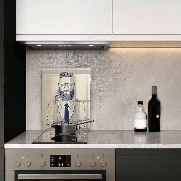 Chopping board glass Hipster man